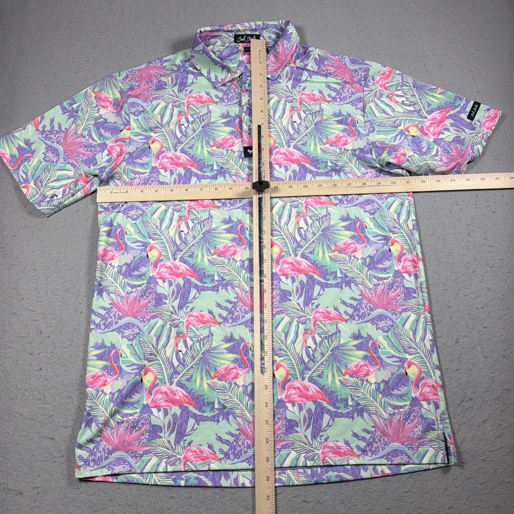 Bad Birdie Polo Shirt Men Large Flamingo Tropical Print Stretch Golf MINGOS - Picture 4 of 9